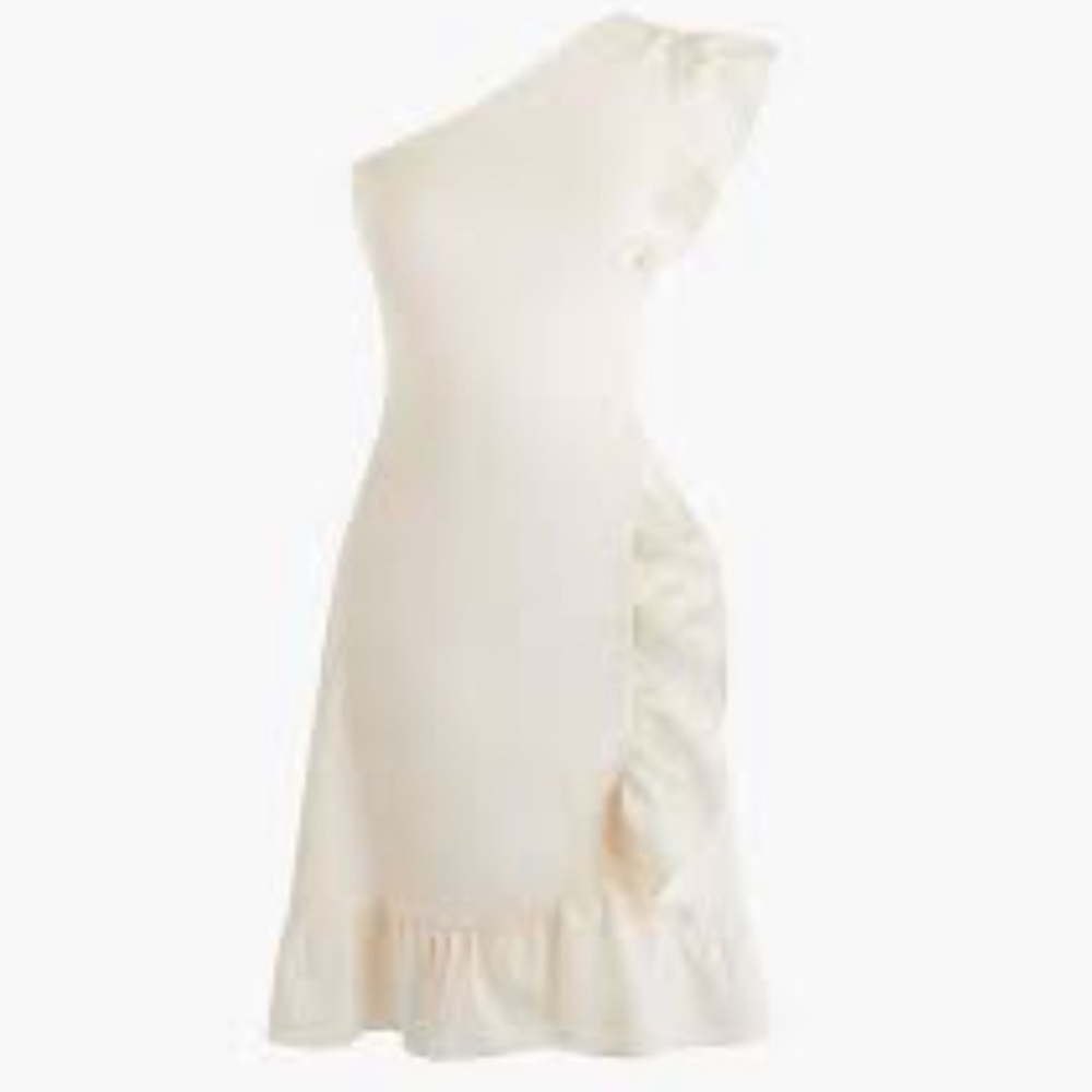 J. Crew Yass One Shoulder Ruffle Dress | 12 | Cream